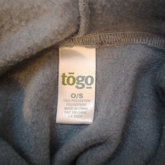 Togo Drawstring High Neck Blue Fleece Fringed Ends Poncho - Picture 3 of 7